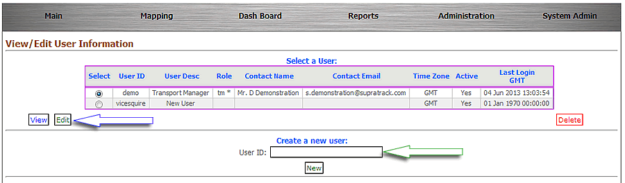 supratrack creating user account info